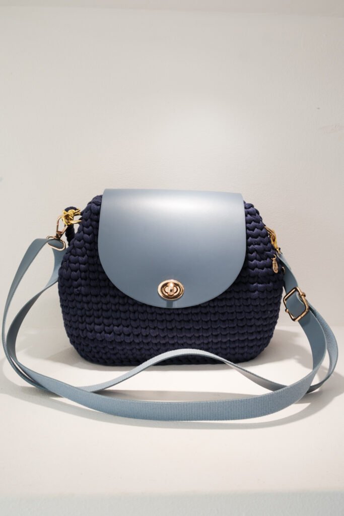 Gradient Blue Crocheted Handbag